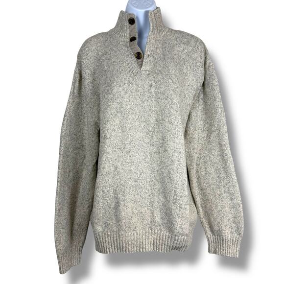 VTG Gap Sweater Mens XL Gray Quarter Button Corduroy Elbow Patch Fisherman Prep - Picture 1 of 14